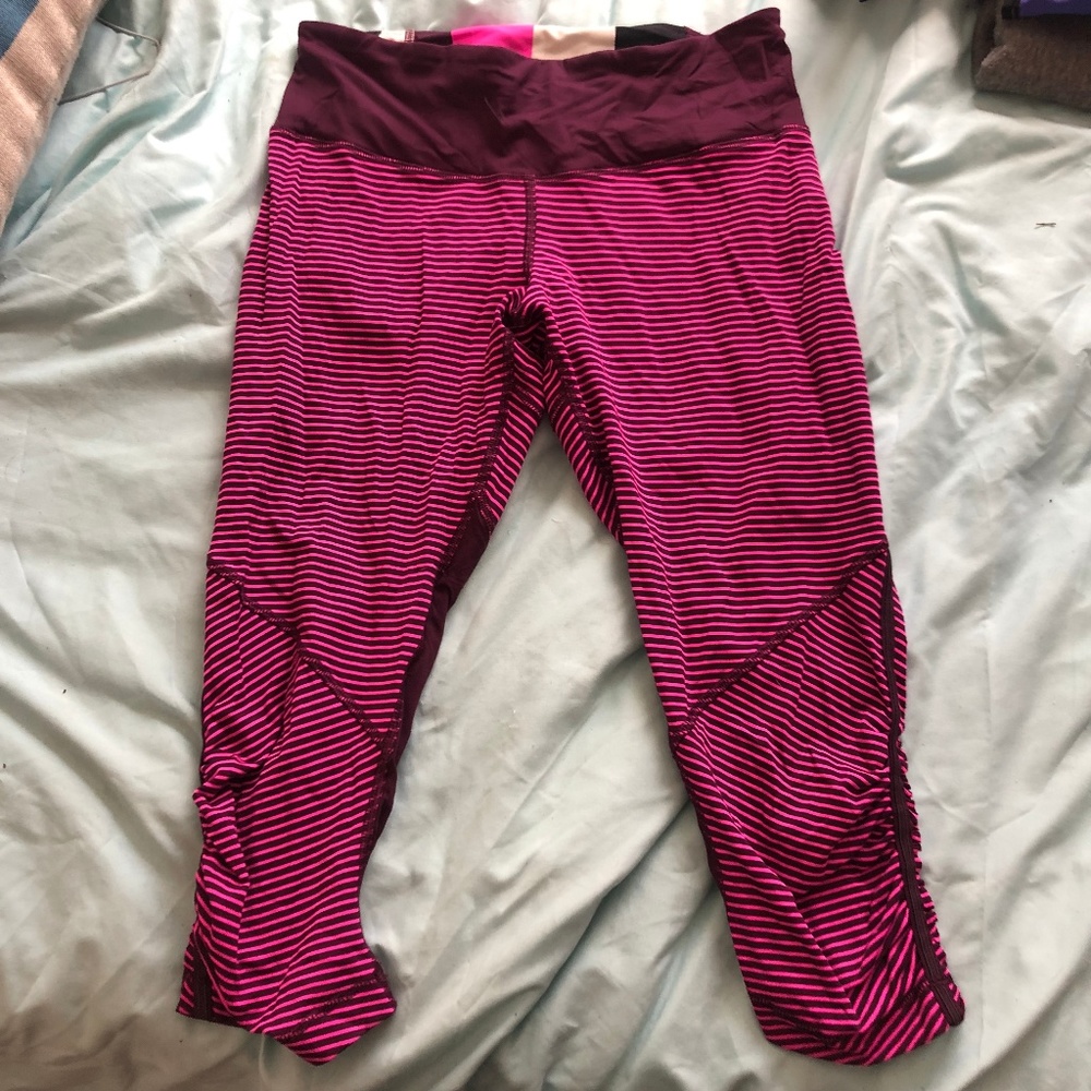Lululemon Pink/Purple striped short leggings